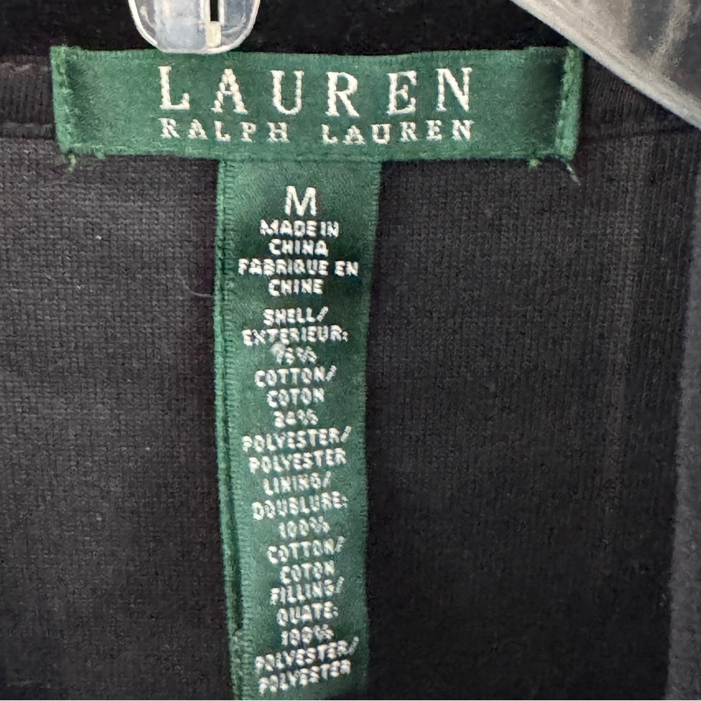 Lauren Ralph Lauren Black Velour Jacket Women’s M Zip Front Collared - Picture 4 of 5